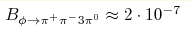 B_{\phi\to\pi^+\pi^-3\pi^0}\approx2\cdot 10^{-7}