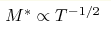 M^*\propto T^{-1/2}