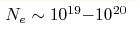 N_e\sim10^{19}{-}10^{20} 