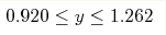 0.920 \leq y \leq 1.262