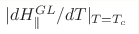 |dH^{GL}_{\parallel}/dT|_{T=T_c}