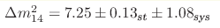 \Delta m_{14}^2=7.25\pm0.13_{\text{st}}\pm1.08_{\text{sys}}