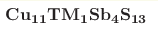 \mathbf{Cu_{11}TM_{1}Sb_{4}S_{13}}
