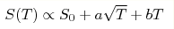 S(T)\propto S_0+a\sqrt{T}+bT