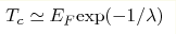  T_c \simeq E_F {\rm exp}{(-1/\lambda)}