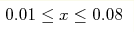 0.01\leq x \leq0.08