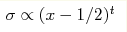 \sigma\propto(x-1/2)^t