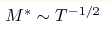 M^*\sim T^{-1/2}