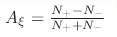 A_{\xi}= \frac {N_{+}-N_{-}} {N_{+}+N_{-}}
